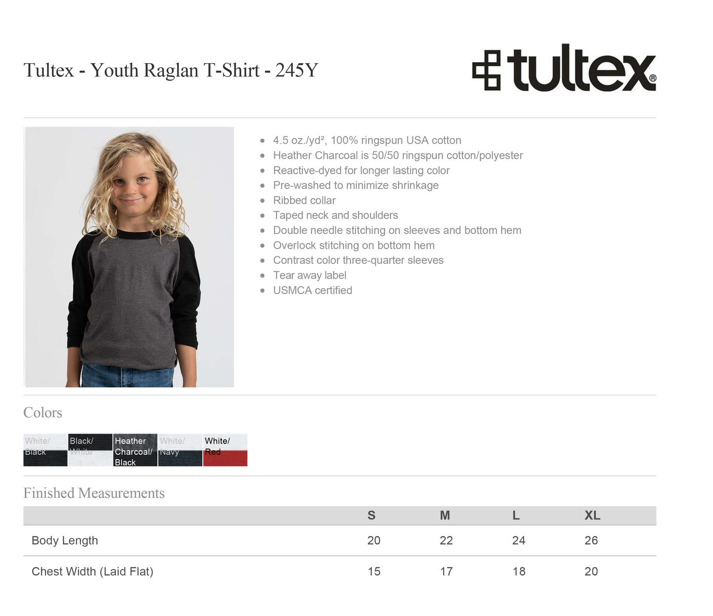 Tultex 245Y - Youth Raglan T-Shirt