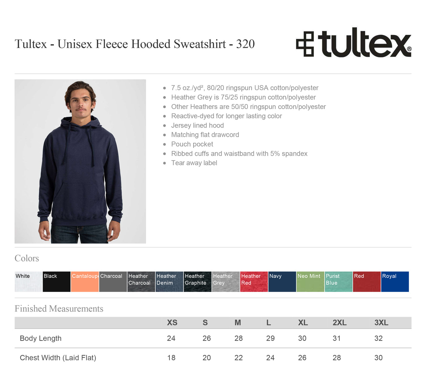 Tultex 320 - Unisex Fleece Hooded Sweatshirt